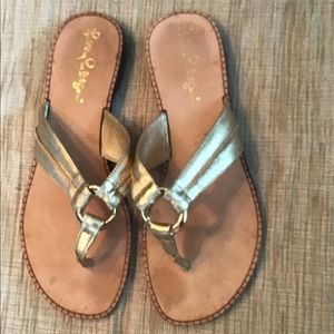 Lilly Pulitzer gold sandals